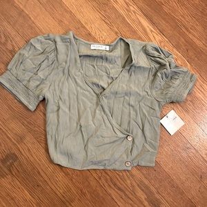 Sage green wrap shirt